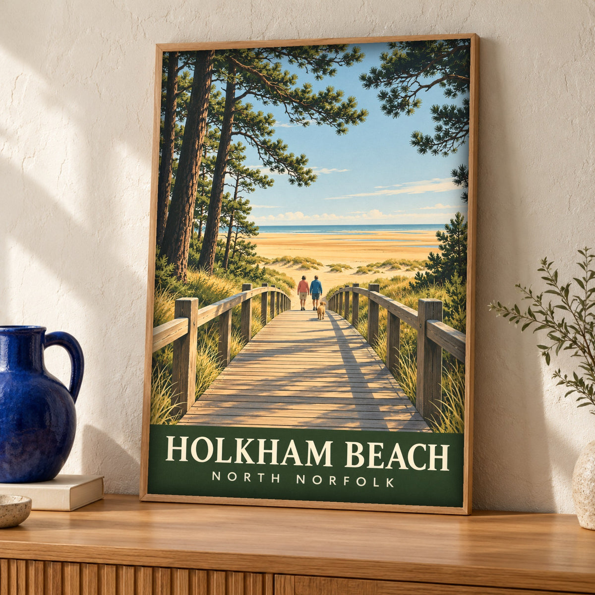 Coastal Poster — Holkham Beach, North Norfolk — Framed room mockup