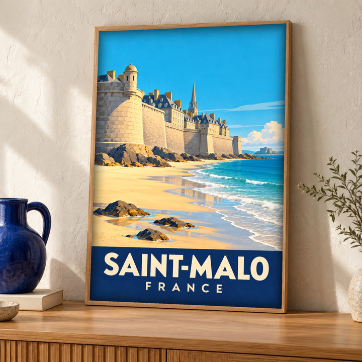 Saint-Malo poster, French coastal decor