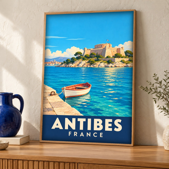 Antibes poster, Fort Carré, coastal wall art