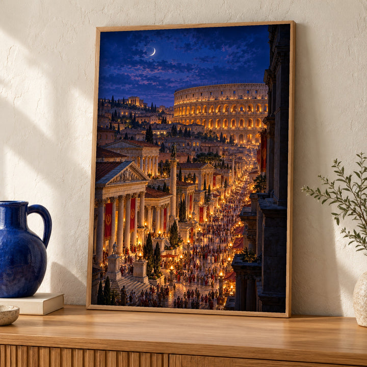 Roman Empire art, Colosseum nocturne, classical print