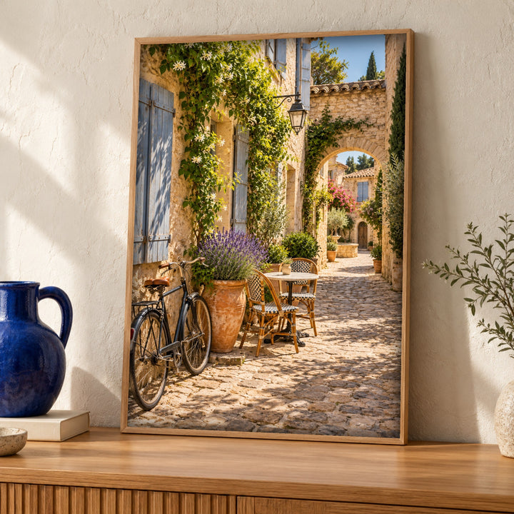 French village print, Provence inspired street, Mediterranean decor