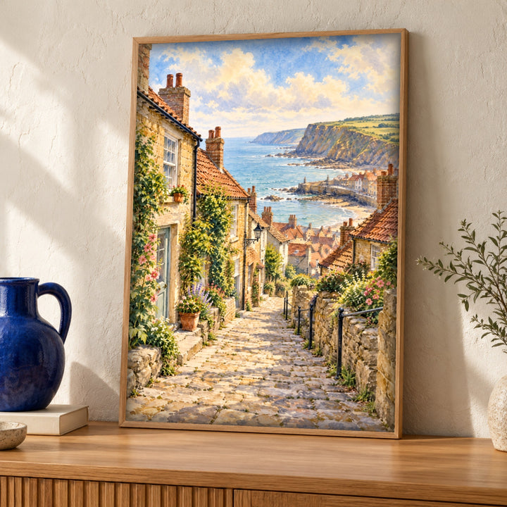 Yorkshire print, Robin Hood's Bay, Coastal decor