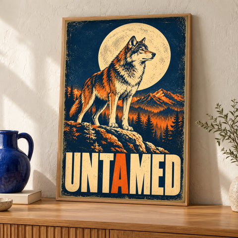Wolf wall art — Untamed Wilderness — Framed room mockup