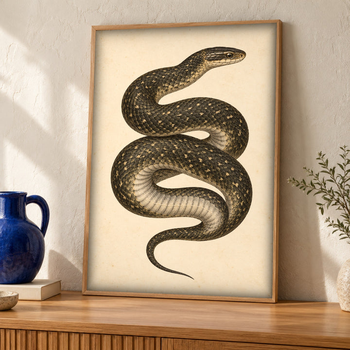 Snake wall art, Natural History Illustration, Antique Print