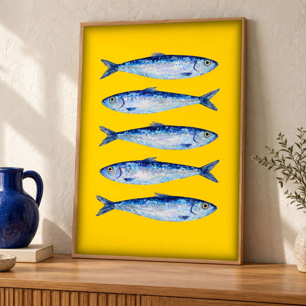 Coastal print — Sardines — Framed room mockup