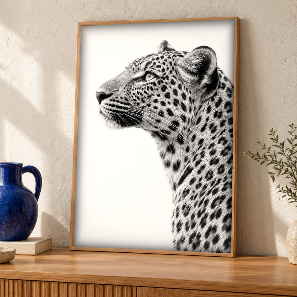 Leopard Wall Art — A Watchful Profile — Framed room mockup